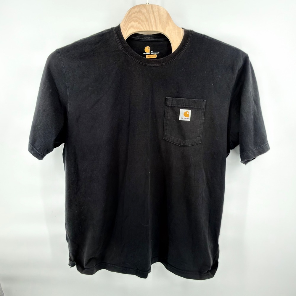 Carhartt Pocket T-Shirt Mens XL Black Heather Blue Bundle K87 Workwear 2pk
